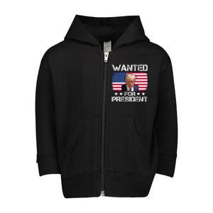 Wanted For President Donald Trump USA Election Toddler Zip Fleece Hoodie