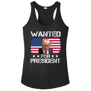 Wanted For President Donald Trump USA Election Ladies PosiCharge Competitor Racerback Tank