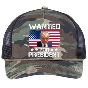 Wanted For President Donald Trump USA Election Retro Rope Trucker Hat Cap