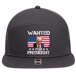 Wanted For President Donald Trump USA Election 7 Panel Mesh Trucker Snapback Hat