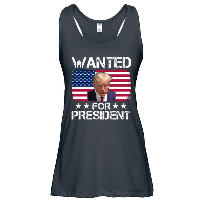 Wanted For President Donald Trump USA Election Ladies Essential Flowy Tank