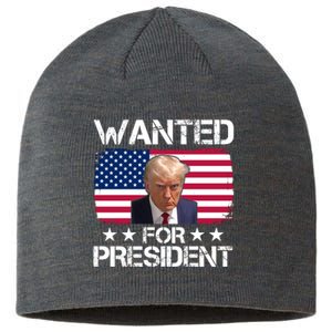 Wanted For President Donald Trump USA Election Sustainable Beanie