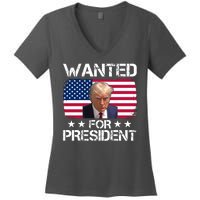 Wanted For President Donald Trump USA Election Women's V-Neck T-Shirt