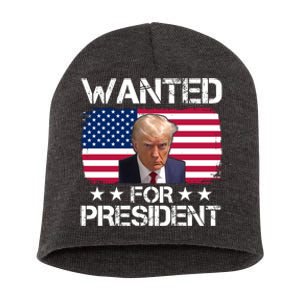 Wanted For President Donald Trump USA Election Short Acrylic Beanie