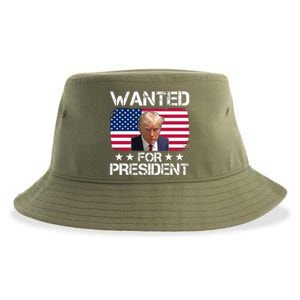 Wanted For President Donald Trump USA Election Sustainable Bucket Hat