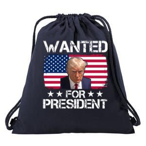 Wanted For President Donald Trump USA Election Drawstring Bag