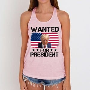 Wanted For President Donald Trump USA Election Women's Knotted Racerback Tank