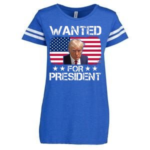 Wanted For President Donald Trump USA Election Enza Ladies Jersey Football T-Shirt