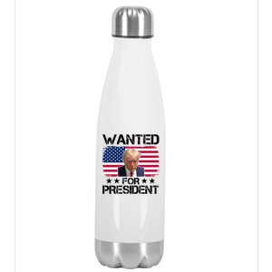 Wanted For President Donald Trump USA Election Stainless Steel Insulated Water Bottle