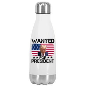 Wanted For President Donald Trump USA Election Stainless Steel Insulated Water Bottle