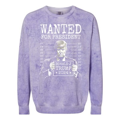 Wanted For President 2024 Donald Trump Great Gift Colorblast Crewneck Sweatshirt