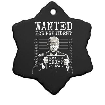 Wanted For President 2024 Donald Trump Great Gift Ceramic Star Ornament