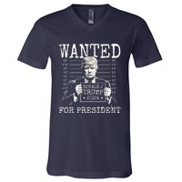 Trump mugshot Wanted For President 2024 Donald Trump V-Neck T-Shirt