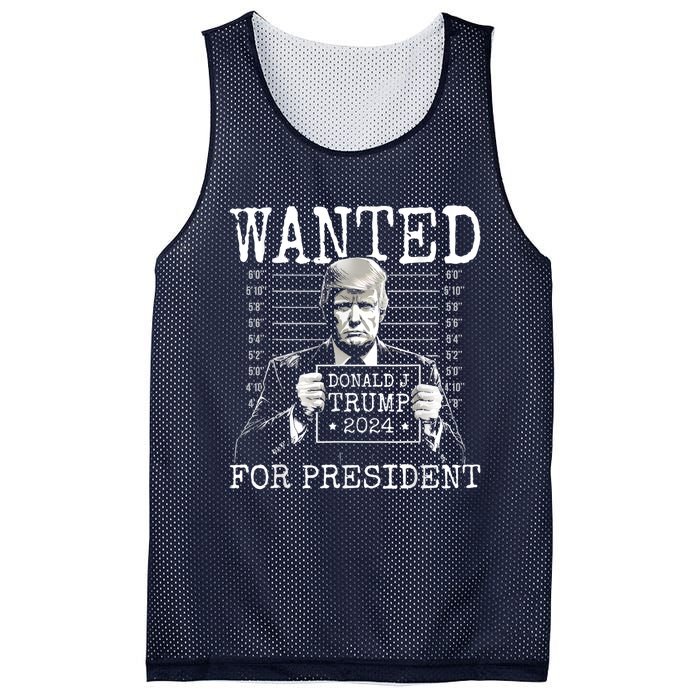 Trump mugshot Wanted For President 2024 Donald Trump Mesh Reversible Basketball Jersey Tank