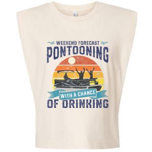 Weekend Forecast Pontooning Drinking Pontoon Boating Garment-Dyed Women's Muscle Tee