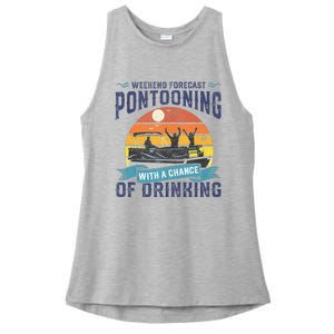 Weekend Forecast Pontooning Drinking Pontoon Boating Ladies PosiCharge Tri-Blend Wicking Tank