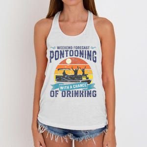 Weekend Forecast Pontooning Drinking Pontoon Boating Women's Knotted Racerback Tank