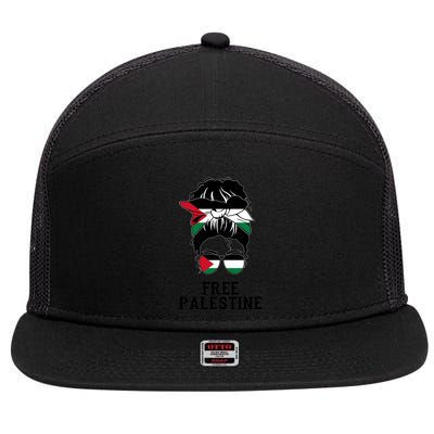 Wo Free Palestine Gift 7 Panel Mesh Trucker Snapback Hat