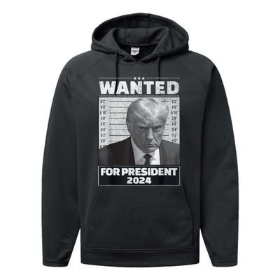 Wanted For President 2024 Trump Mugshot Performance Fleece Hoodie