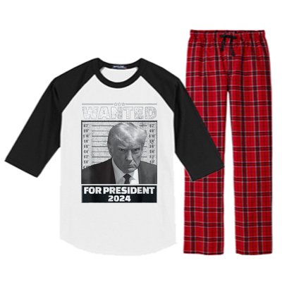 Wanted For President 2024 Trump Mugshot Raglan Sleeve Pajama Set