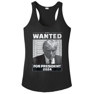 Wanted For President 2024 Trump Mugshot Ladies PosiCharge Competitor Racerback Tank