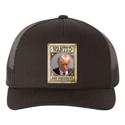 Wanted For President Funny Donald Trump Mugshot Yupoong Adult 5-Panel Trucker Hat