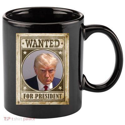 Wanted For President Funny Donald Trump Mugshot 11oz C Handle Ceramic Mug