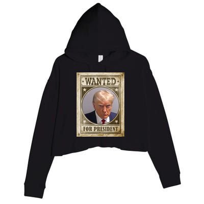 Wanted For President Funny Donald Trump Mugshot Crop Fleece Hoodie