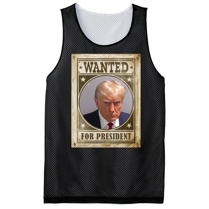 Wanted For President Funny Donald Trump Mugshot Mesh Reversible Basketball Jersey Tank