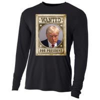 Wanted For President Funny Donald Trump Mugshot Cooling Performance Long Sleeve Crew