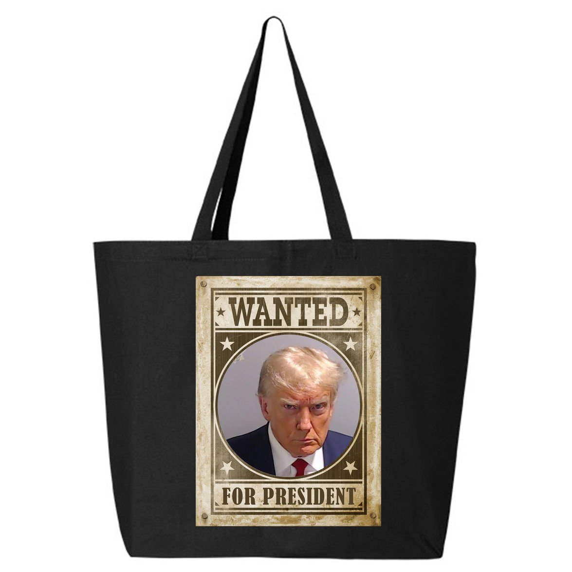 Wanted For President Funny Donald Trump Mugshot 25L Jumbo Tote