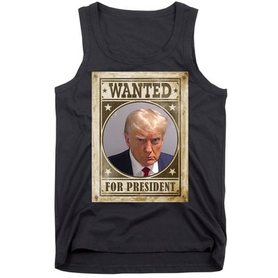 Wanted For President Funny Donald Trump Mugshot Tank Top