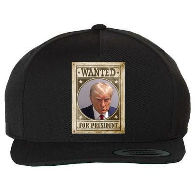 Wanted For President Funny Donald Trump Mugshot Wool Snapback Cap