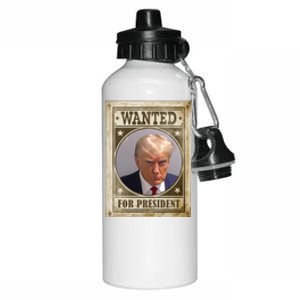 Wanted For President Funny Donald Trump Mugshot Aluminum Water Bottle