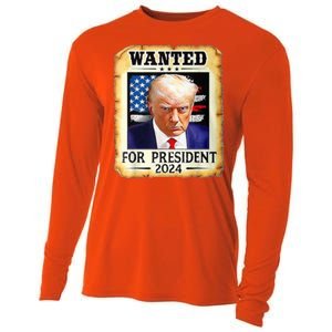 Wanted For President 2024 Donald Trump Cooling Performance Long Sleeve Crew