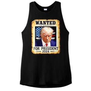 Wanted For President 2024 Donald Trump Ladies PosiCharge Tri-Blend Wicking Tank