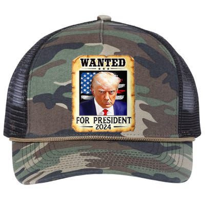 Wanted For President 2024 Donald Trump Retro Rope Trucker Hat Cap