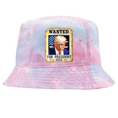 Wanted For President 2024 Donald Trump Tie-Dyed Bucket Hat