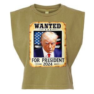 Wanted For President 2024 Donald Trump Garment-Dyed Women's Muscle Tee