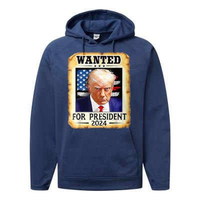 Wanted For President 2024 Donald Trump Performance Fleece Hoodie