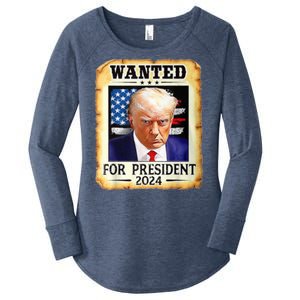 Wanted For President 2024 Donald Trump Women's Perfect Tri Tunic Long Sleeve Shirt