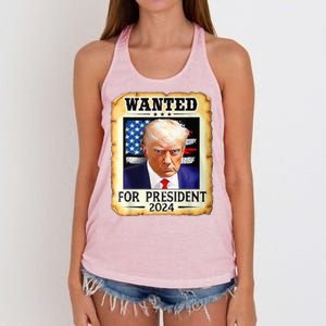 Wanted For President 2024 Donald Trump Women's Knotted Racerback Tank