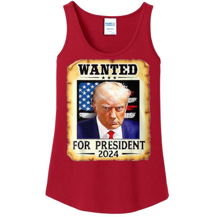 Wanted For President 2024 Donald Trump Ladies Essential Tank