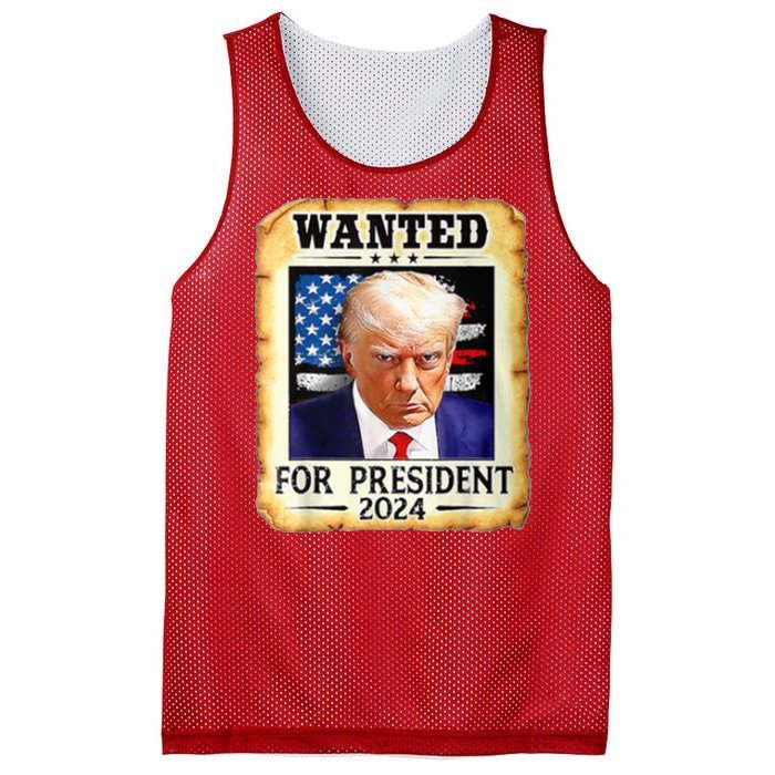 Wanted For President 2024 Donald Trump Mesh Reversible Basketball Jersey Tank