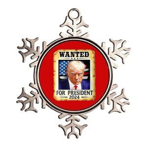 Wanted For President 2024 Donald Trump Metallic Star Ornament