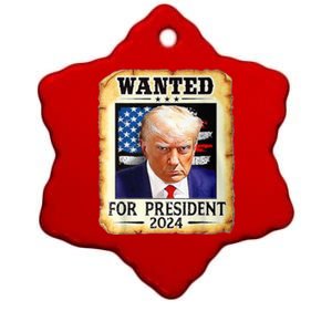 Wanted For President 2024 Donald Trump Ceramic Star Ornament