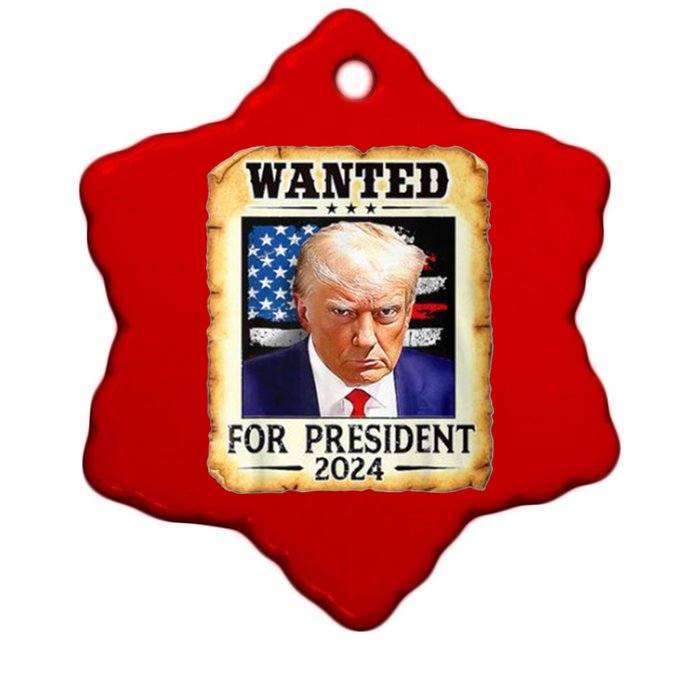 Wanted For President 2024 Donald Trump Ceramic Star Ornament