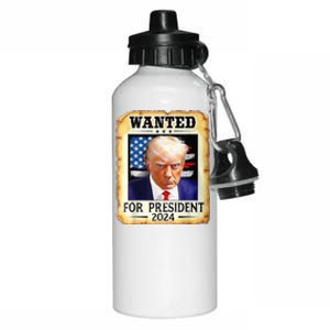 Wanted For President 2024 Donald Trump Aluminum Water Bottle