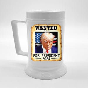 Wanted For President 2024 Donald Trump Beer Stein