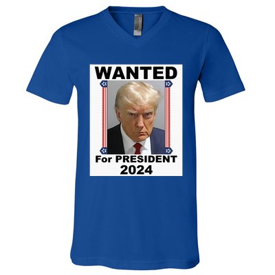 Wanted For President 2024 (Donald Trump) V-Neck T-Shirt